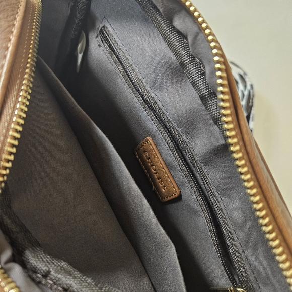 Brown Quilted Crossbody Bag with Patterned Strap - Picture 5 of 8